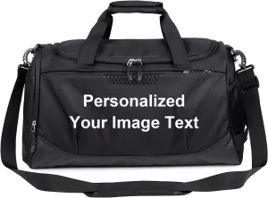 Personalized Duffle Bag with Photo Text Custom Sports Bag for Women Men (black)