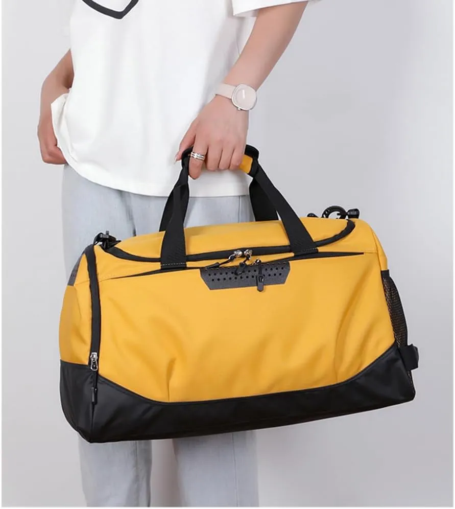 Personalized Duffle Bag with Photo Text Custom Sports Bag for Women Men (yellow)