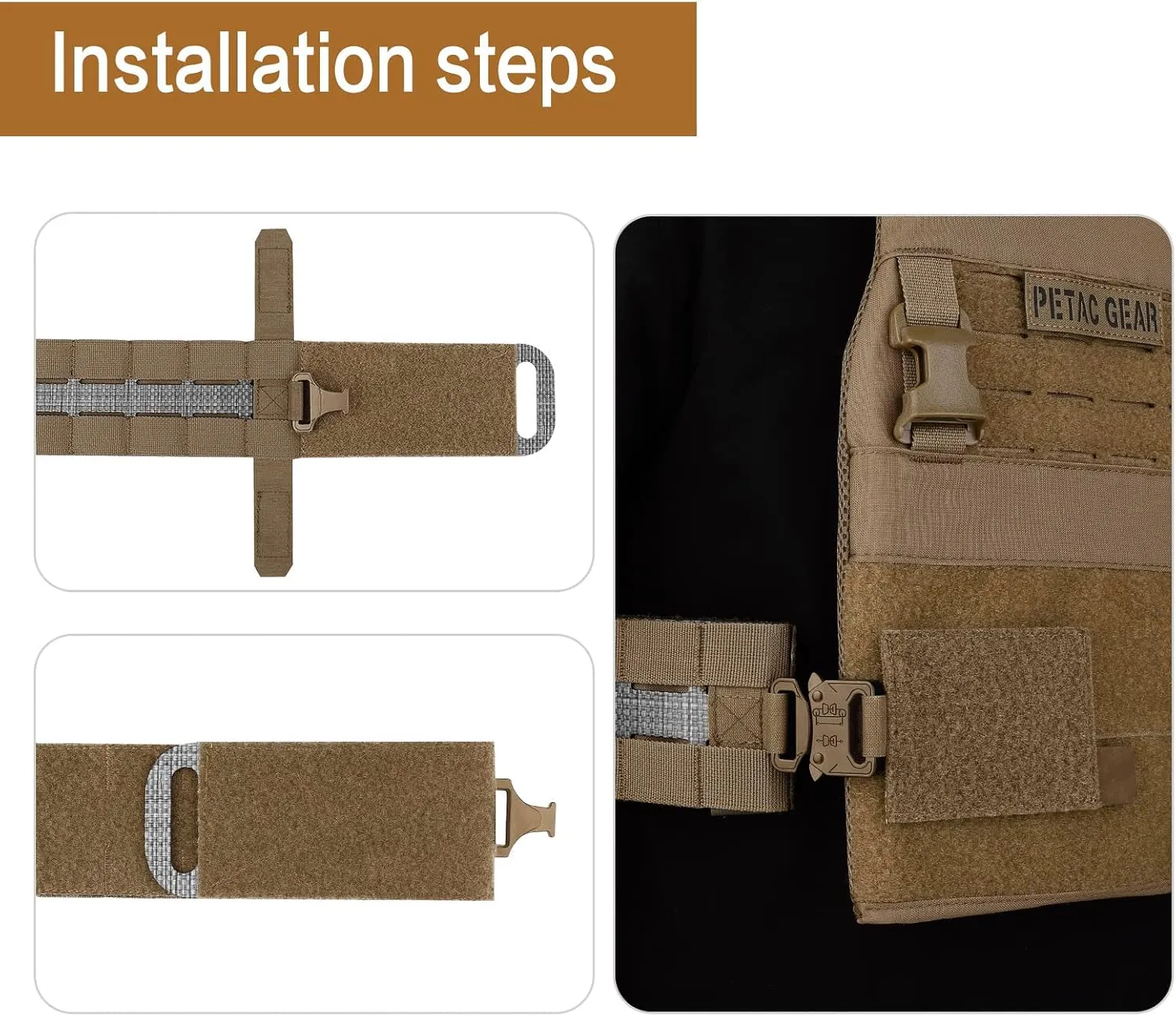 PETAC GEAR 2 PCS Tactical Cummerbund Adapters,Metal Buckle Kit Laser Cut Quick Release Set up with for FCPC FCSK V5 3AC Cummerbunds