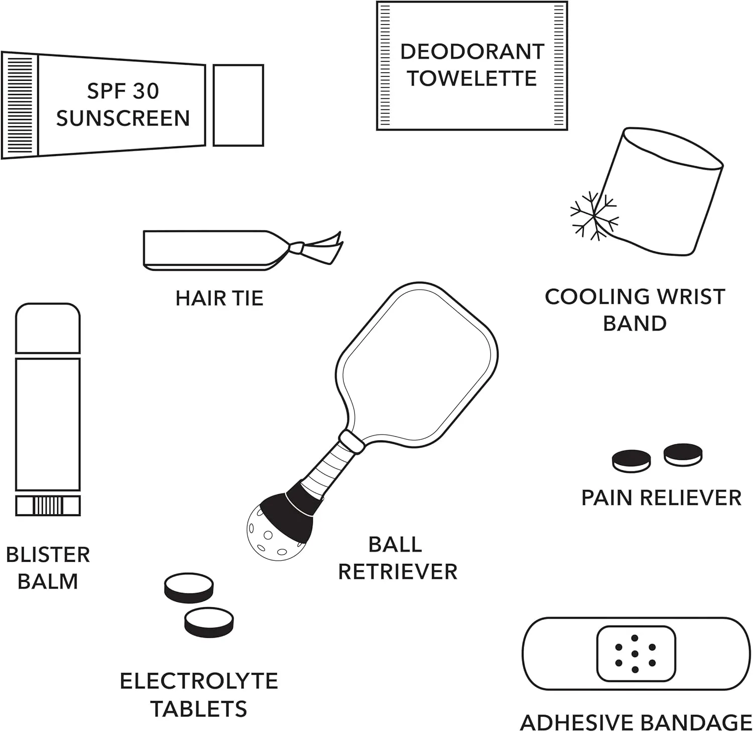 Pinch Provisions Pickleball Kit, 9 Must-Have Emergency Essentials for Pickleball, Includes Ball Retriever & Cooling Bands, Perfect for Pickleball Players, Father's Day, Mother's Day or Gym Bags