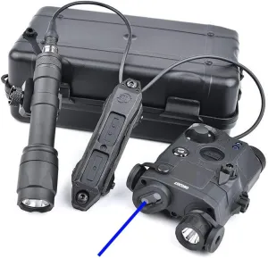 Plastic PEQ15 Box Laser Sight(with IR  Red/Green/Blue Laser   White Light), and M600C Strong Flashlight, and Modular Wire Remote Pressure Switch(SF 2.5 Plug), Combo