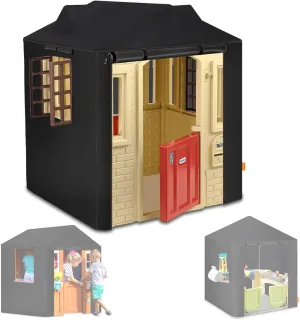 Playhouse Cover Outdoor Kids Waterproof Cover for Toddler Wooden Little Tikes Kidkraft Step 2 Play House Accessories,Roll up Door Side, Easy Use with Zipper