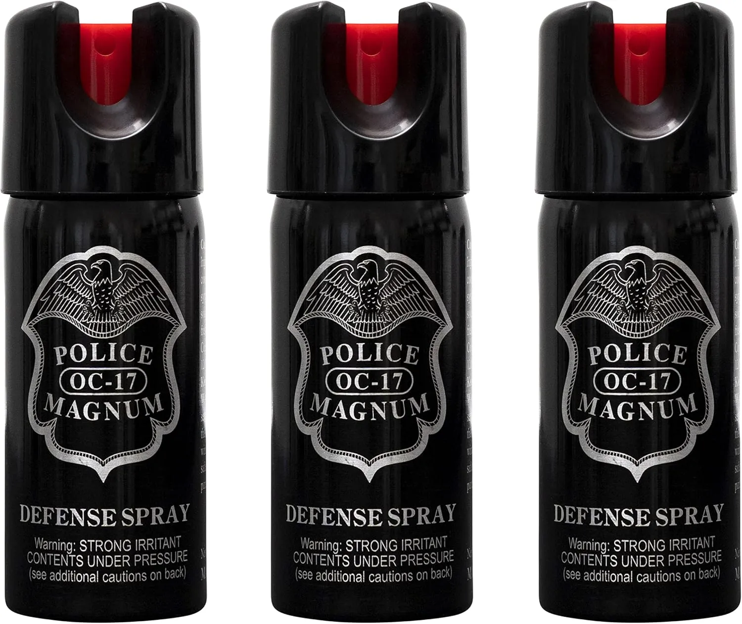 POLICE MAGNUM Pepper Spray- Portable Self Defense- Made in The USA- Maximum Strength-16ft Range- 2oz Twist Lock (3 Pack)