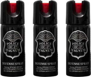 POLICE MAGNUM Pepper Spray- Portable Self Defense- Made in The USA- Maximum Strength-16ft Range- 2oz Twist Lock (3 Pack)