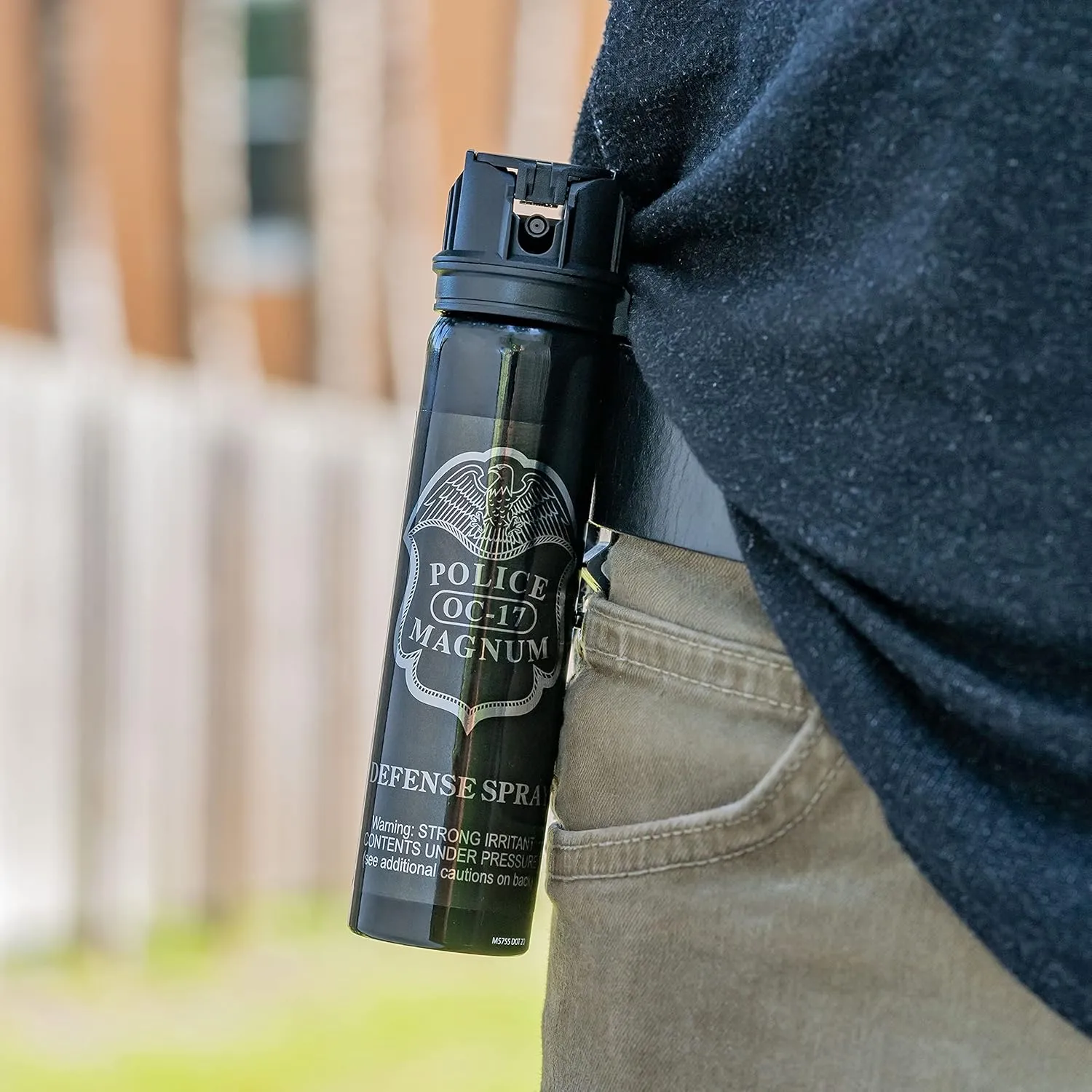POLICE MAGNUM Pepper Spray Self Defense- 16ft Range- Portable Law Enforcement Unit - Made in The USA - 1 Pack 5oz Flip Top