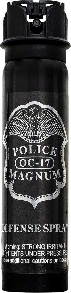 POLICE MAGNUM Pepper Spray Self Defense- 16ft Range- Portable Law Enforcement Unit - Made in The USA - 1 Pack 5oz Flip Top