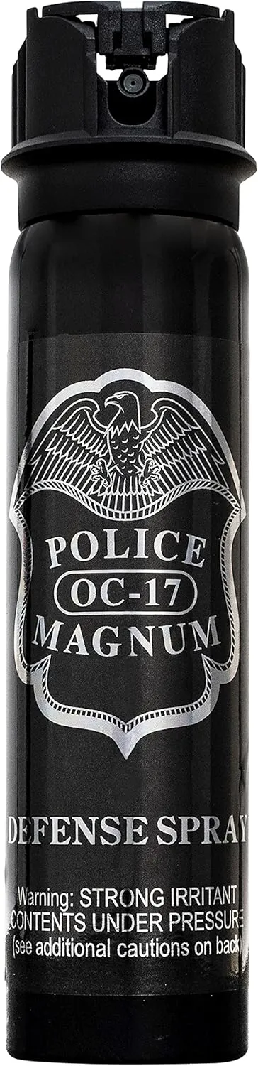 POLICE MAGNUM Pepper Spray Self Defense- 16ft Range- Portable Law Enforcement Unit - Made in The USA - 1 Pack 5oz Flip Top