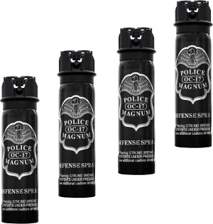 POLICE MAGNUM Pepper Spray Self Defense- Max Strength Portable Canister- 4 Ounce Flip Top