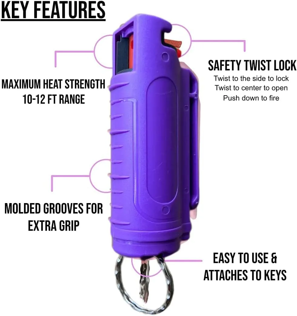 Police Strength OC Defense Pepper Spray Gel Safety Keychain for Easy Carry and Fast Access Finger Grip for More Accurate Strength Pepper Spray