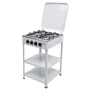 Portable Camping Gas Stove with 4 Burners and Double Storage Shelves