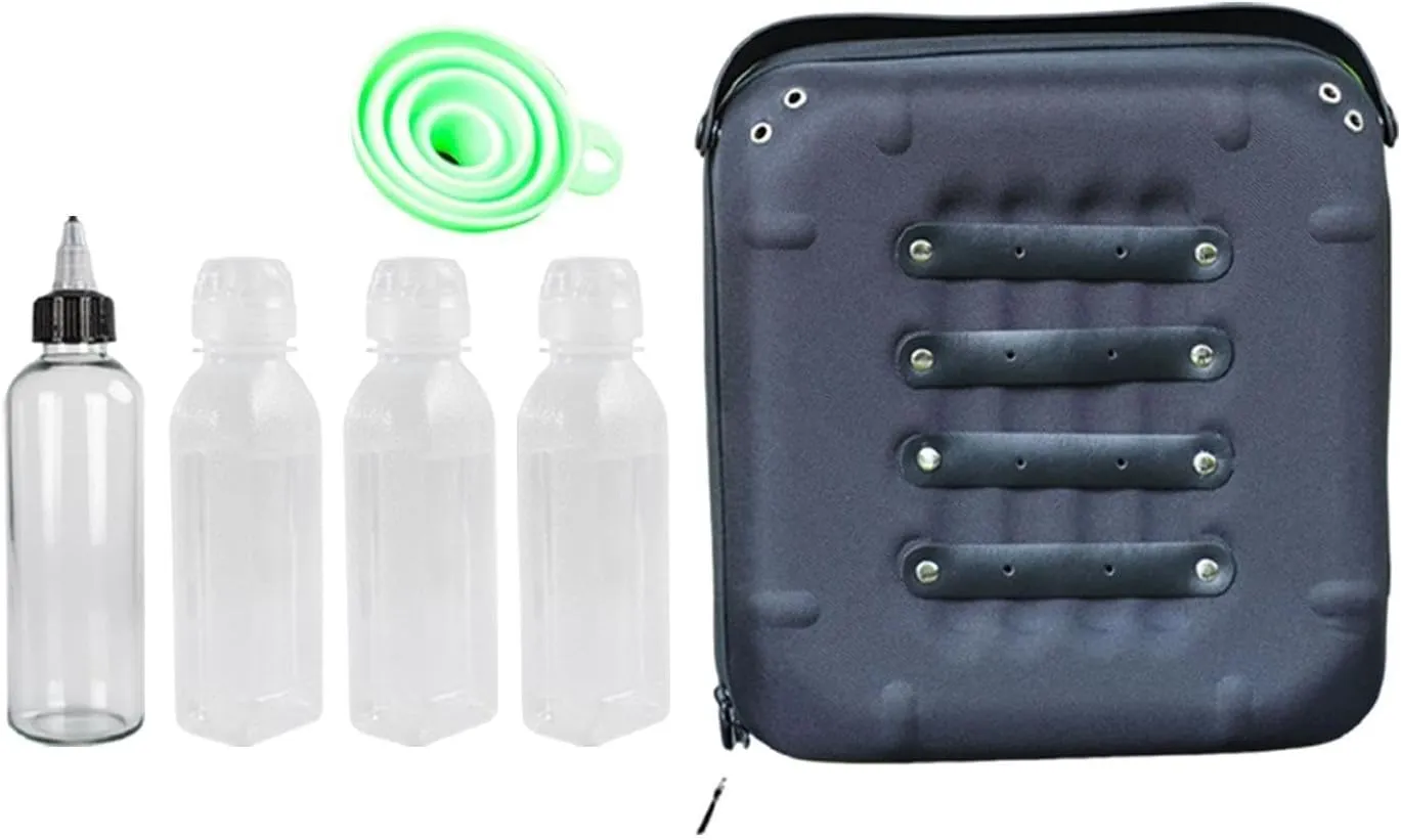 Portable Camping Gear Container, Outdoor Picnic Spice Organizer with Funnel,EVA Seasoning Bottle Storage Bag, Black