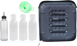 Portable Camping Gear Container, Outdoor Picnic Spice Organizer with Funnel,EVA Seasoning Bottle Storage Bag, Black