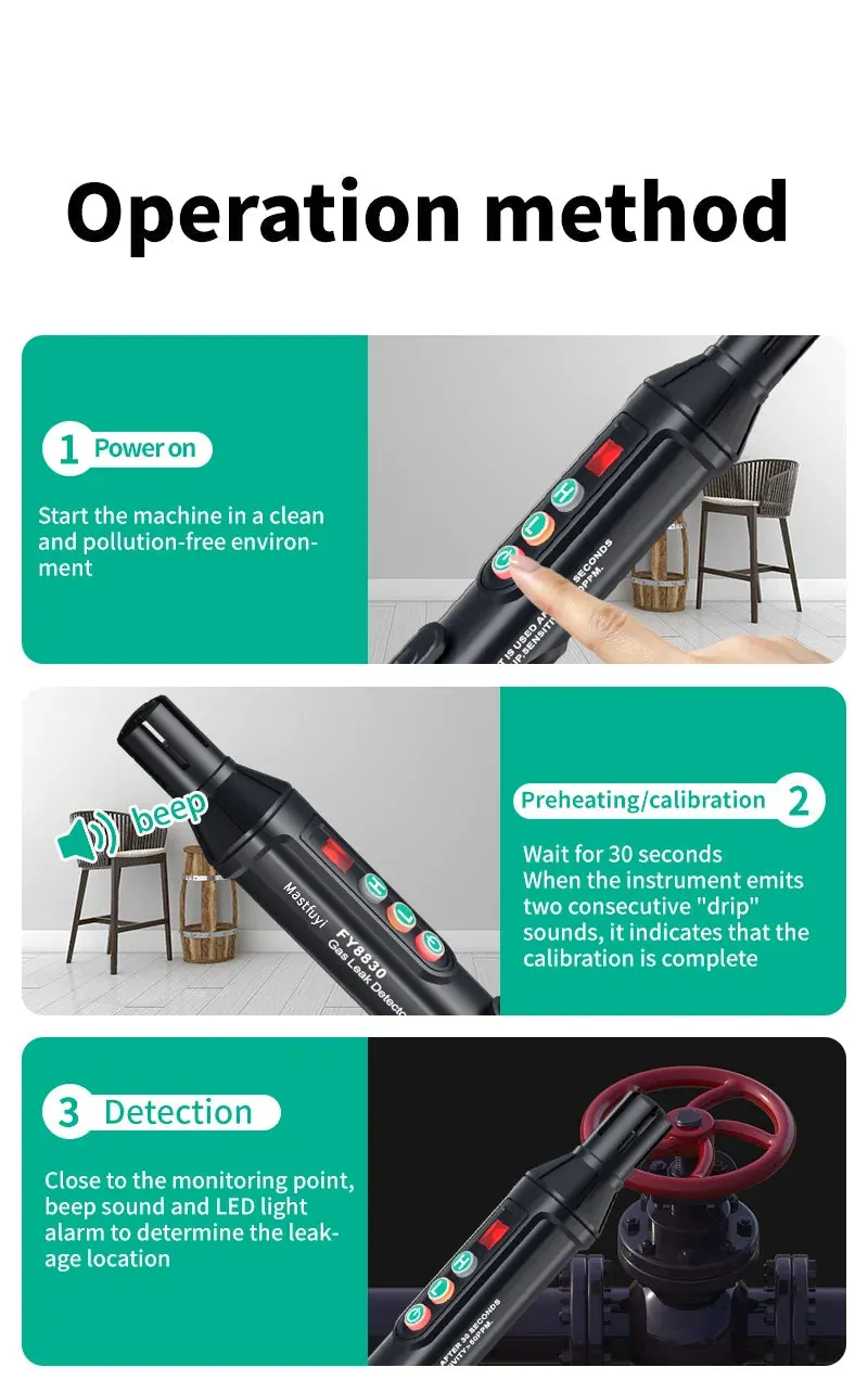 Portable Combustible Gas Leak Detector – Natural Gas Sniffer with Audible & Visual Alarm for Propane, Methane, LPG & More