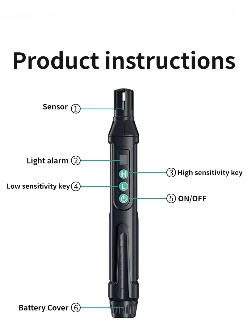Portable Combustible Gas Leak Detector – Natural Gas Sniffer with Audible & Visual Alarm for Propane, Methane, LPG & More