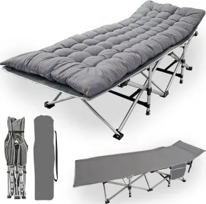 Portable Folding Camping Cot with Removable Thick Pad - Heavy Duty 330LBS Capacity, Wide 28" Sleep Surface, Carry Bag - for Outdoor Travel, Home Guest Bed, Office Nap
