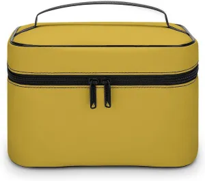 Portable Make Bag, Solid Color Gold Modern Cosmetic Case Portable Cosmetic Portable Organizer for Men & Women
