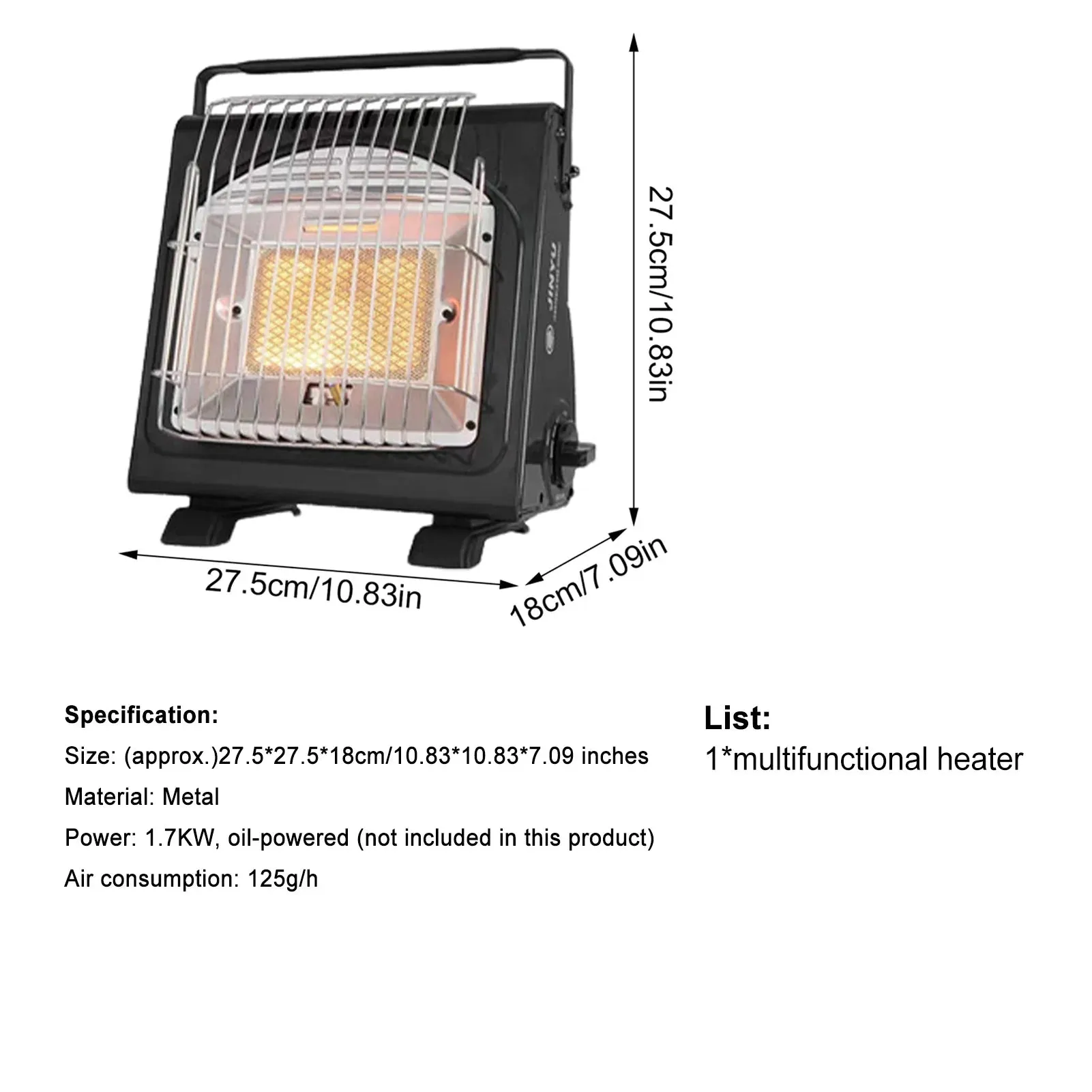 Portable Multifunctional Ceramic Gas Heater for Camping and Indoor/Outdoor Use
