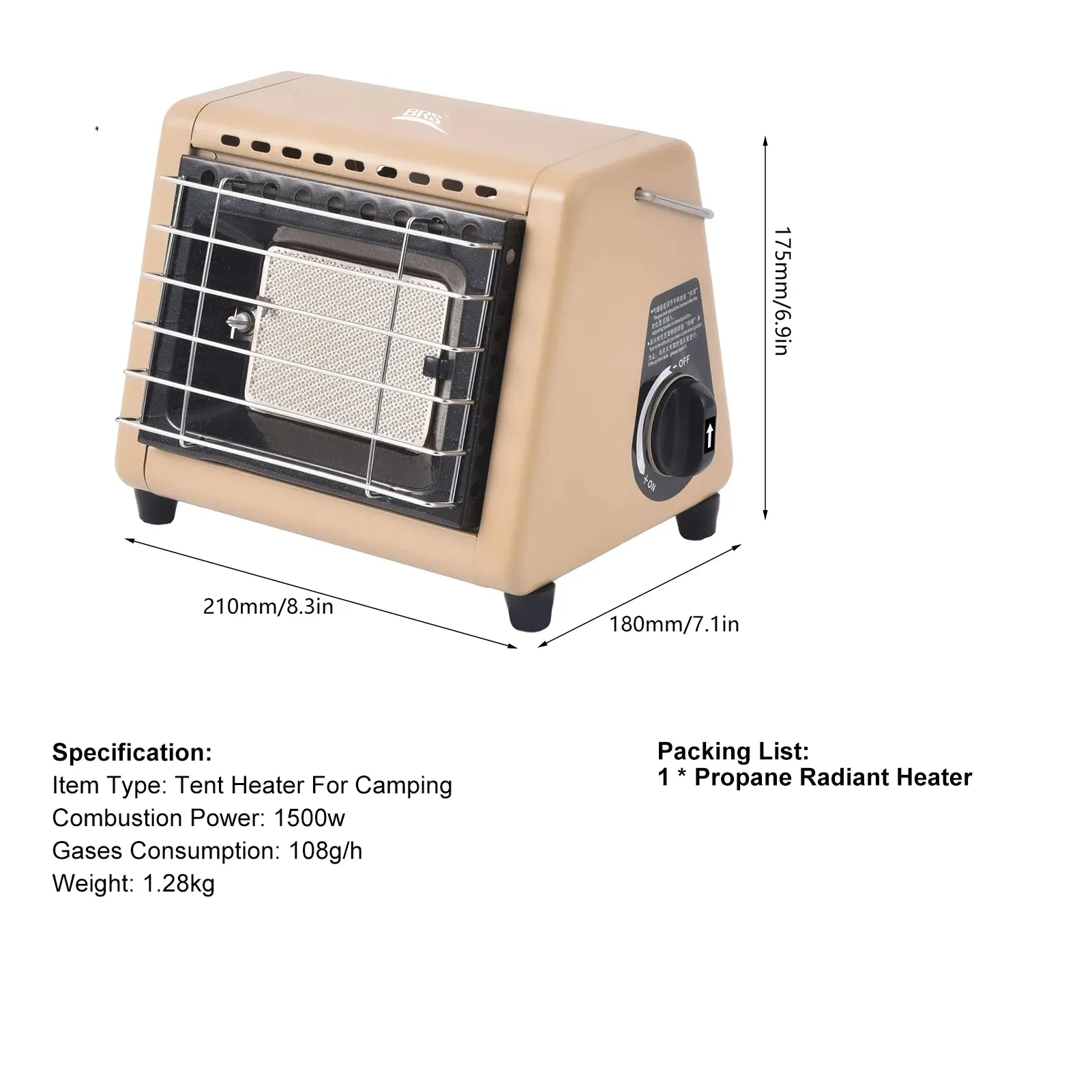 Portable Multifunctional Ceramic Gas Heater for Camping and Indoor/Outdoor Use