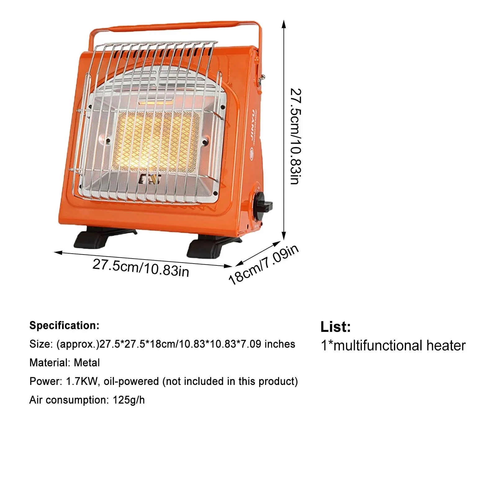 Portable Multifunctional Ceramic Gas Heater for Camping and Indoor/Outdoor Use