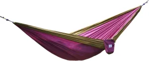 Portable Parachute Camping Hammocks Lightweight Nylon Fabric Travel Hammock (Brown/Purple, 295cm x 198cm/Double)