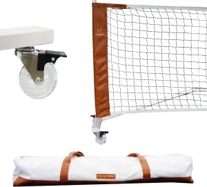 Portable Pickleball Net for Driveway, Street, Court, or Park Play, Outdoor Weather Resistant Netting, Heavy-Duty Tensioners, Stylish Leather Accents, Canvas Travel Bag
