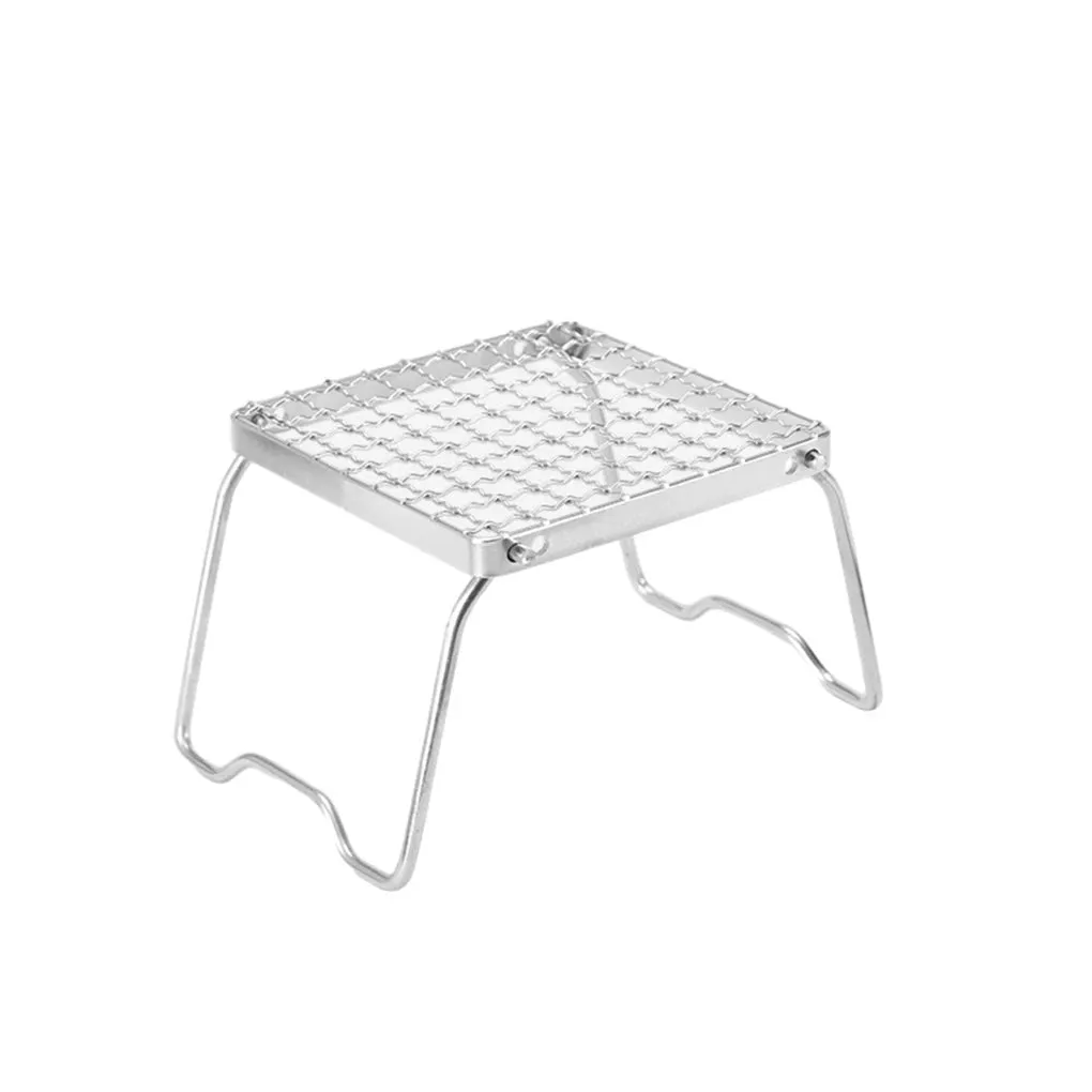 Portable Stainless Steel Camping Grill & Stove Stand - Multifunctional Folding BBQ Grate