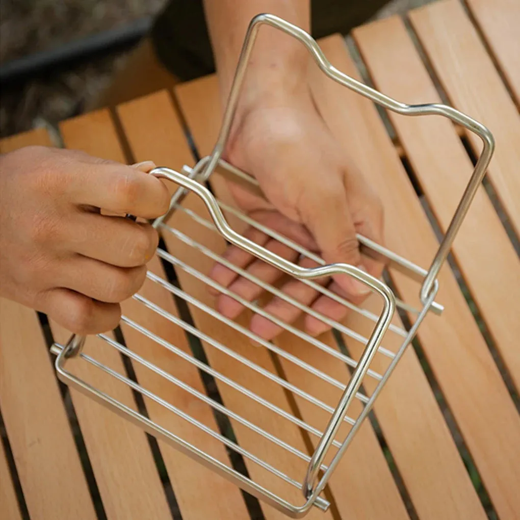 Portable Stainless Steel Camping Grill & Stove Stand - Multifunctional Folding BBQ Grate