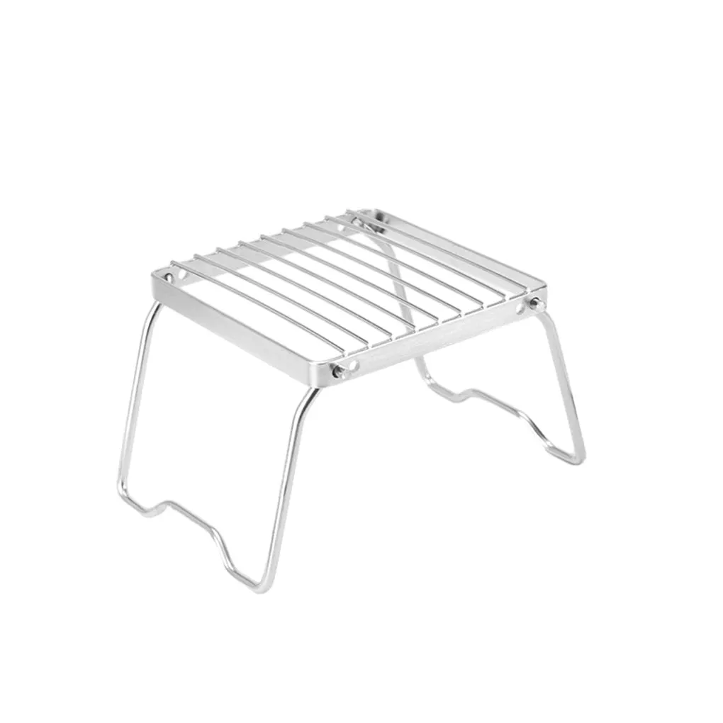Portable Stainless Steel Camping Grill & Stove Stand - Multifunctional Folding BBQ Grate