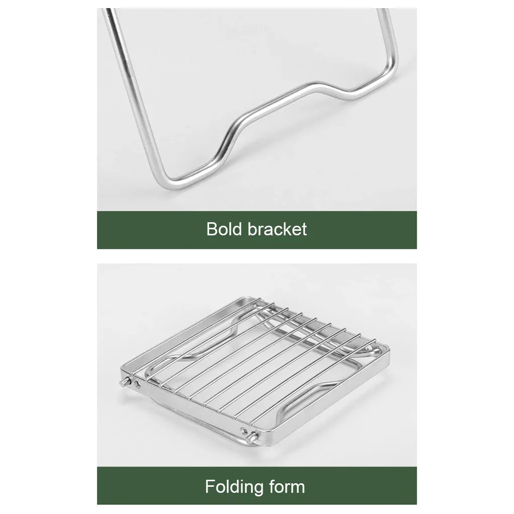 Portable Stainless Steel Camping Grill & Stove Stand - Multifunctional Folding BBQ Grate