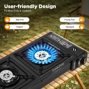 Portable Two Burner Butane Camping Stove
