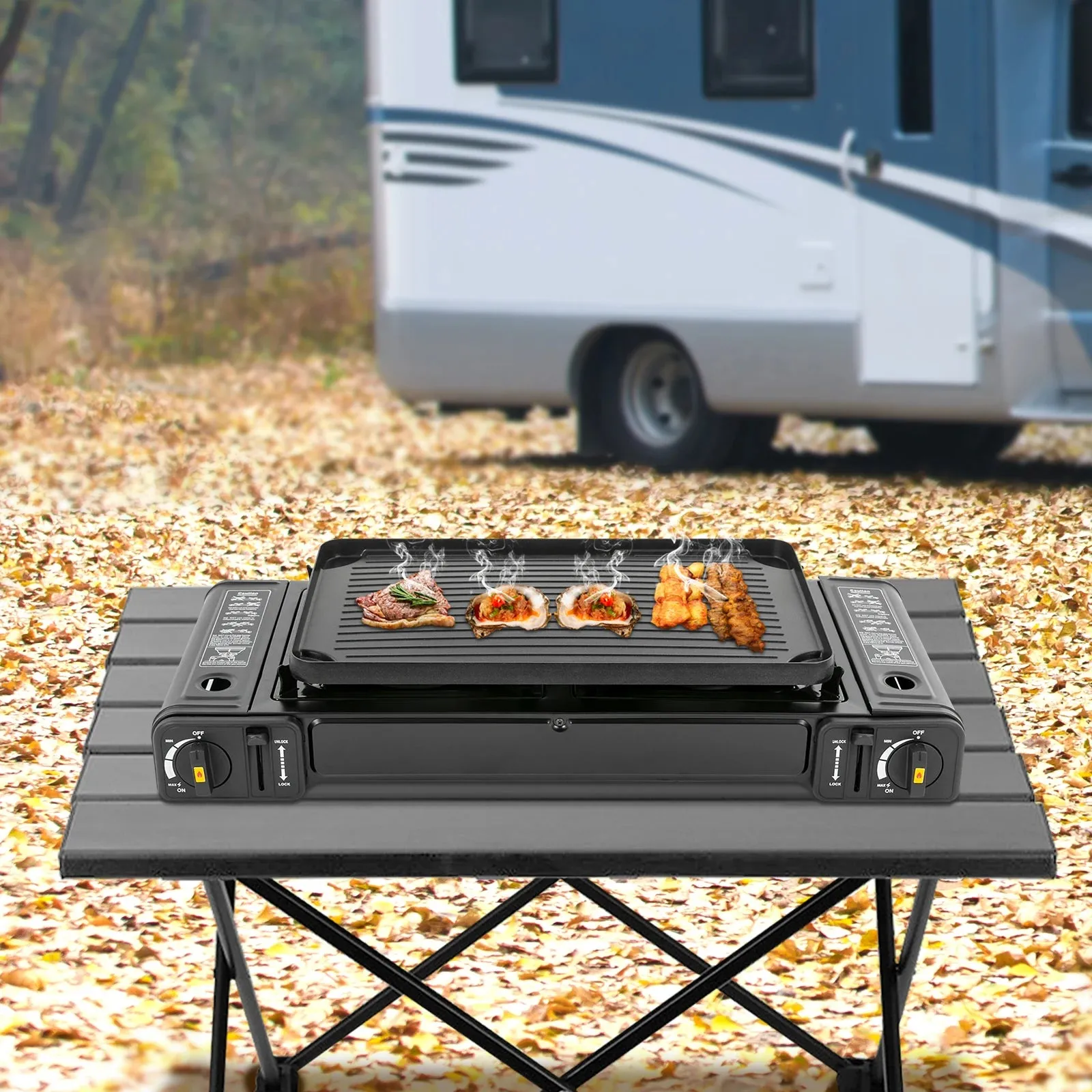 Portable Two Burner Gas Camping Stove