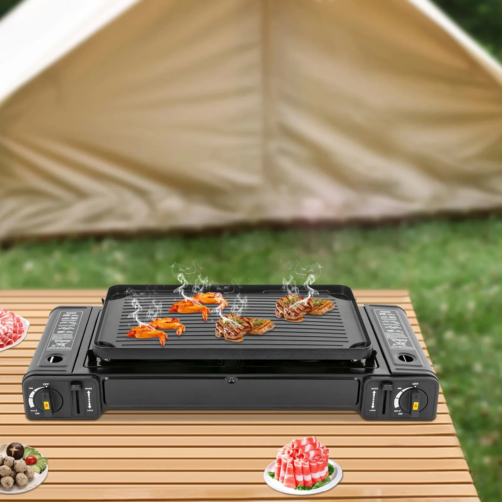 Portable Two Burner Gas Camping Stove