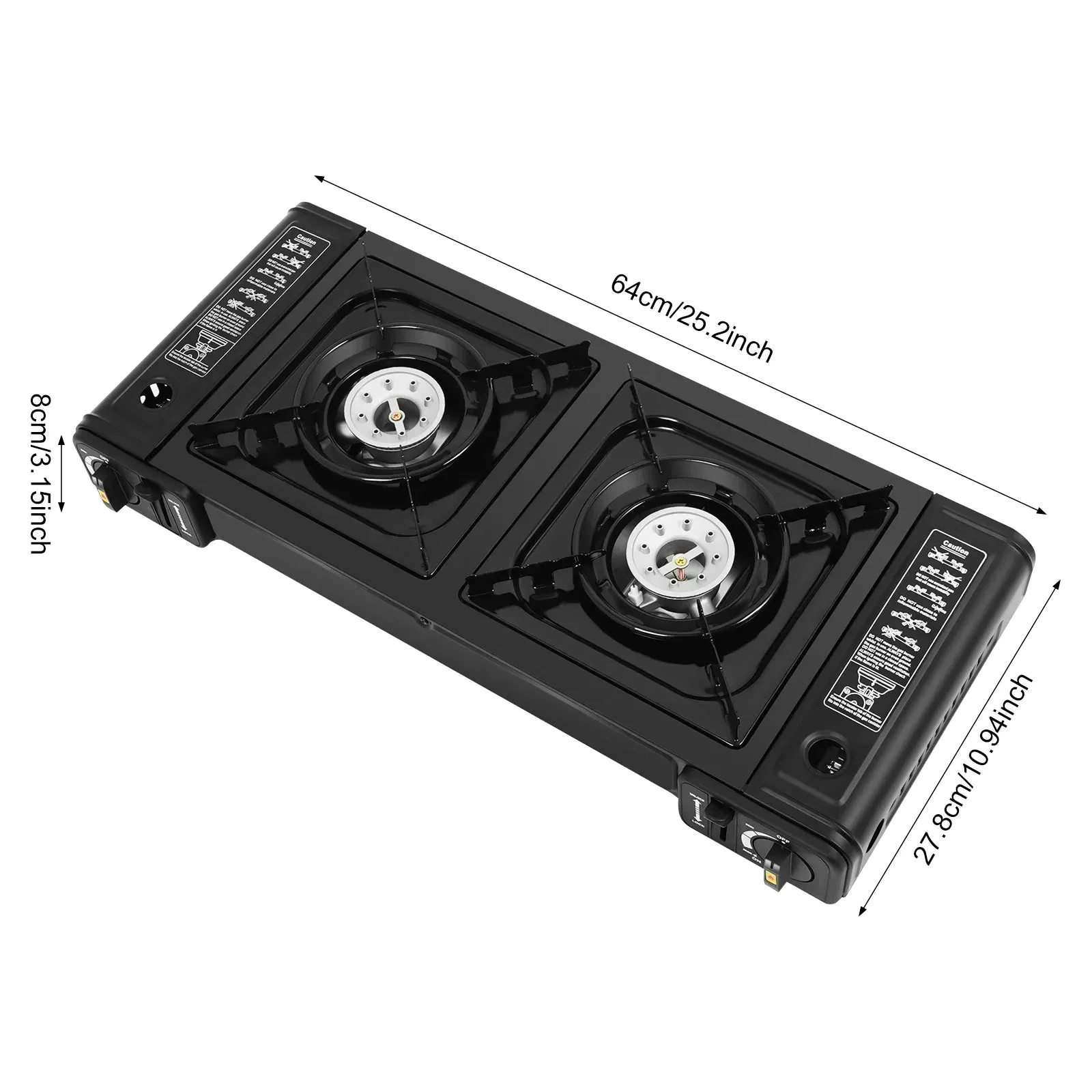 Portable Two Burner Gas Stove with Ignition