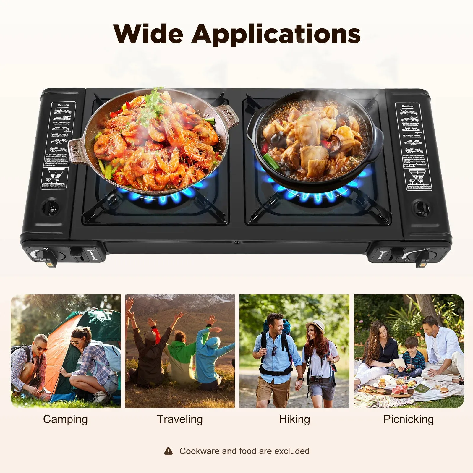 Portable Two Burner Gas Stove with Ignition