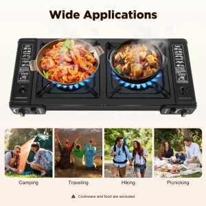 Portable Two Burner Gas Stove with Ignition