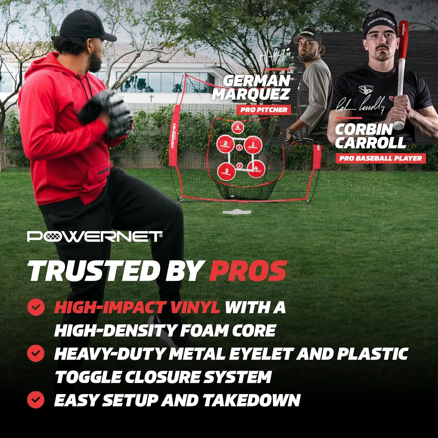 PowerNet Pitch Perfect Targets & Strikeout Bundle, Softball Baseball Training Equipment Attachment for Baseball Net, Improve Throwing with Strike Zone Set or Pitching Targets