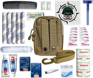 Premium Survival Hygiene Kit – Camping Hygiene Supplies – 72 Hour Kit – MOLLE Pouch – Emergencies, Bug Out Bags, Hurricanes – Disaster Preparedness Hygiene Kit – Car Window/Laptop Sticker Included