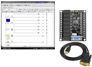 Programmable Logic Controller Kit Mini PLC, Automation w Software & USB Interface, Power Supply