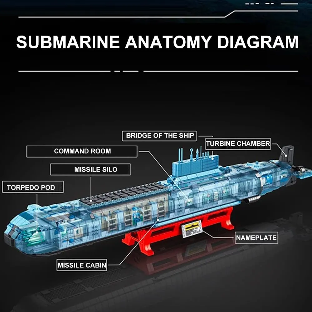 Project 941 Nuclear Submarine Military Series Battleship Building Kit, 4474 Pieces - The World's Largest Nuclear Submarine, Toy Gift Ship Building Block Set for Adult Collection