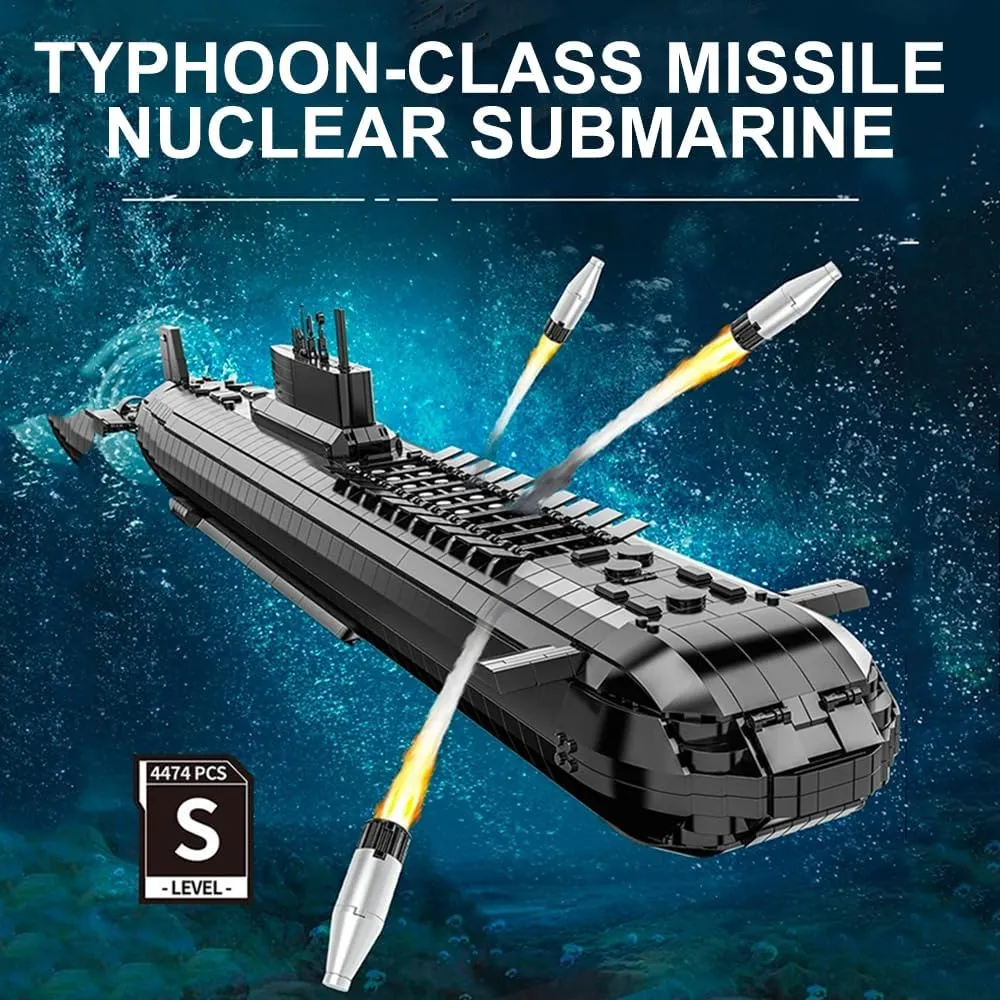 Project 941 Nuclear Submarine Military Series Battleship Building Kit, 4474 Pieces - The World's Largest Nuclear Submarine, Toy Gift Ship Building Block Set for Adult Collection
