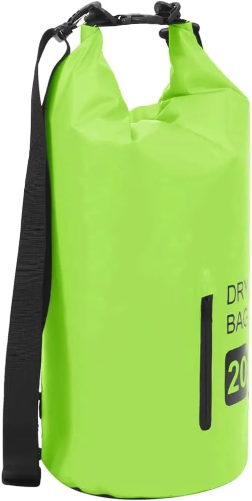 Protects Valuables with Waterproof Dry Bag, Durable PVC Construction, 5.3 Gallon Capacity, Green and Black