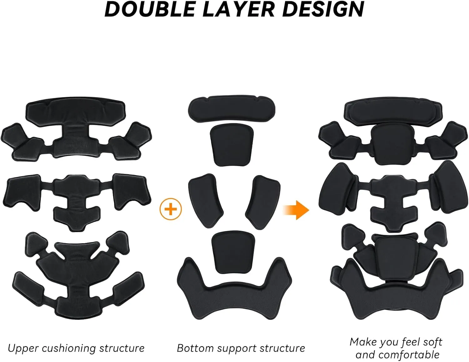 Qavctw Airsoft Tactical Helmet Padding Kit Foam Mats Insert Set Cushioning Fast Helmet Cover Pads Replaceable Fits Military Bicycle Football ACH/Fast/MICH/IBH/PASGT/USMC/Airsoft Helmets