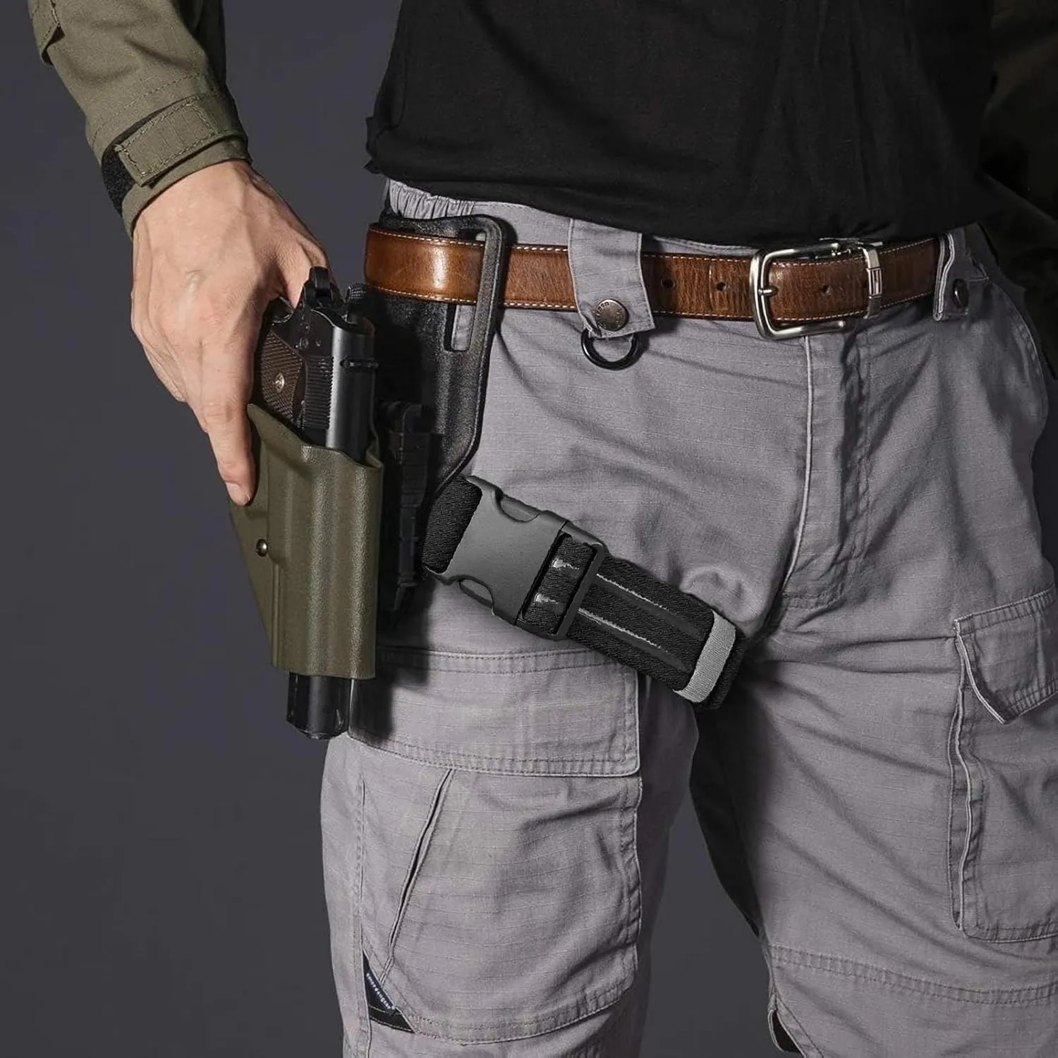 QLS Quick Locking System Kit with 2" Mid-Ride Belt Loop, Includes Fork and Duty Receiver Plate & Elastic Leg Strap