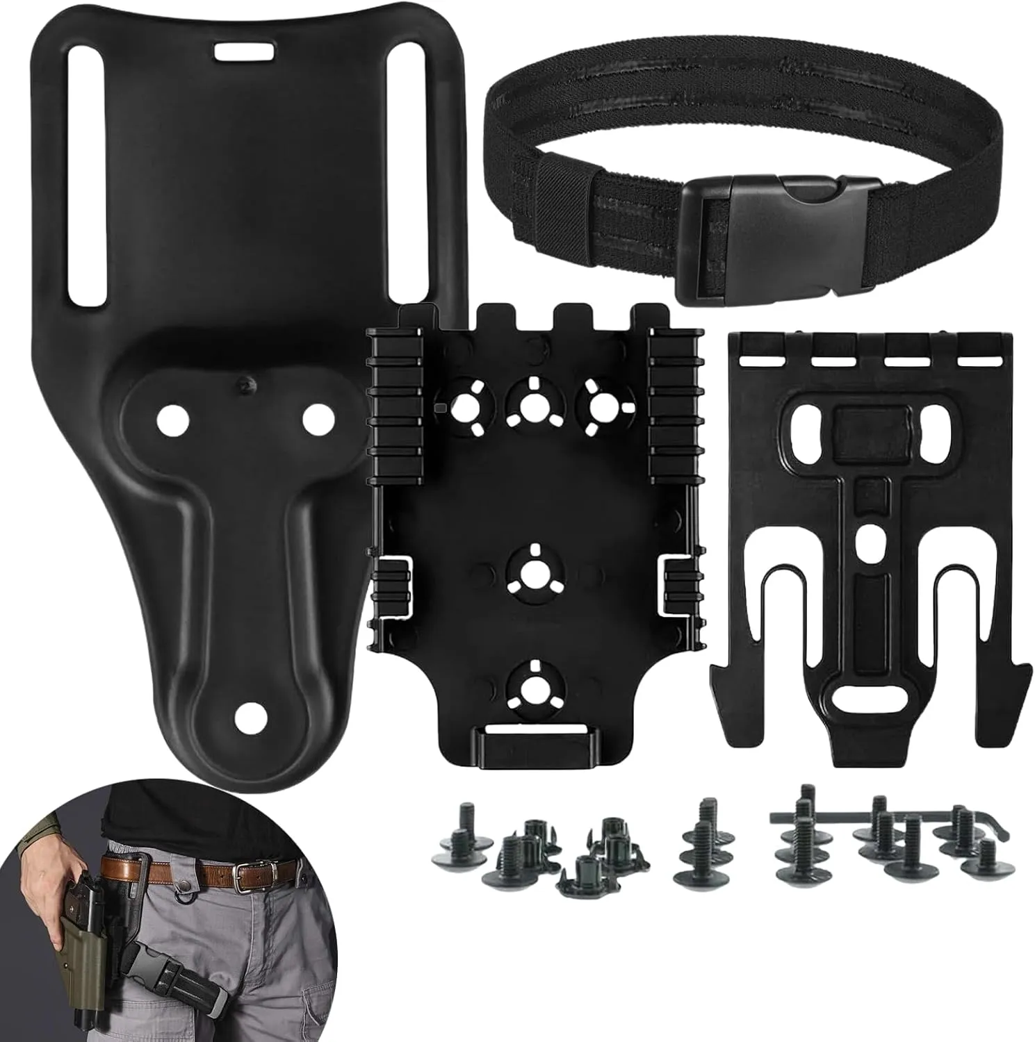 QLS Quick Locking System Kit with 2" Mid-Ride Belt Loop, Includes Fork and Duty Receiver Plate & Elastic Leg Strap