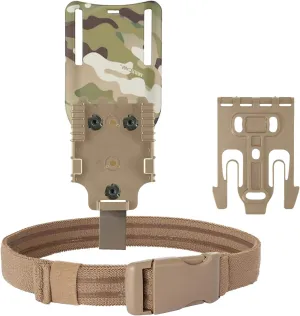 QLS Quick Locking System Kit with 2" Mid/Low Ride Belt Loop Adapter, Drop Leg Holster Platform, Elastic Leg Strap