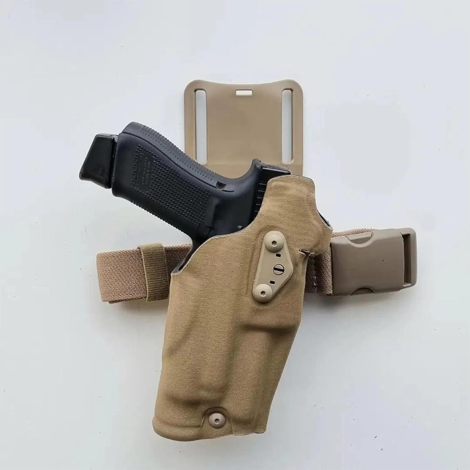 QLS Quick Locking System Kit with 2" Mid/Low Ride Belt Loop Adapter, Drop Leg Holster Platform, Elastic Leg Strap