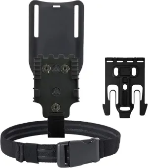 QLS Quick Locking System Kit with 2" Mid/Low Ride Belt Loop Adapter, Drop Leg Holster Platform, Elastic Leg Strap