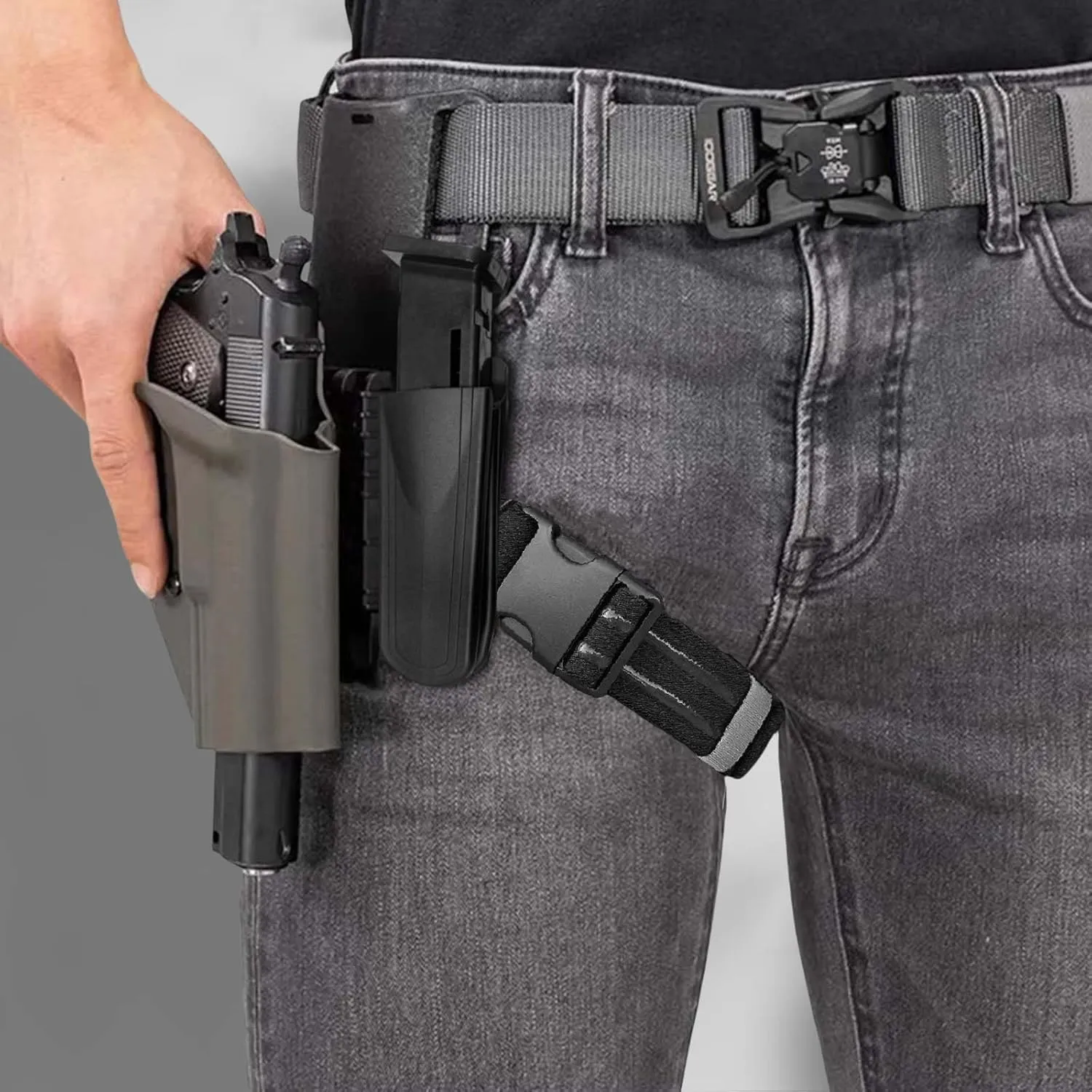 QLS with Mag Pouch | Quick Locking System Kit & Magazine Holster | Quick Draw Holsters | Plastic Fixing Back Clip 2.0 in/Belt Loop Adapter 2.25 in