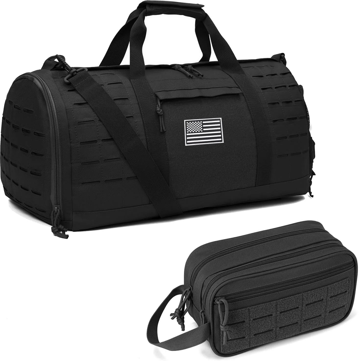 QT&QY 40L Military Tactical Duffle Bag & Tactical Toiletry Bag
