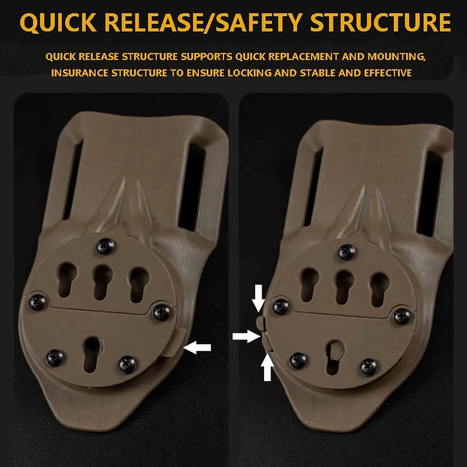 Quick Connect Mounting System Set with Tactical Holster Mount Adapter, Universal Mount Platform Base Adapter Quick Release Holster Accessorie